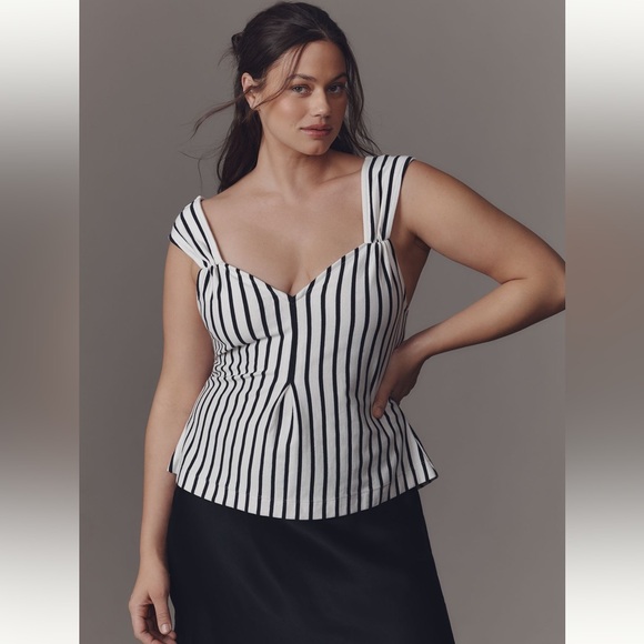 Maeve Tops - Maeve v-neck fit & flare striped top 1X NWT